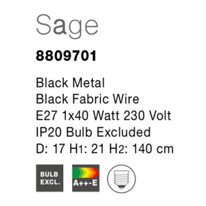 Lustra / Pendul design modern Sage negru NVL-8809701 - Img 3