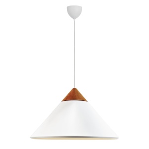 Lustra, Pendul Design Nordic Minimalist, Lemn, Metal, Kinto alb - Img 1