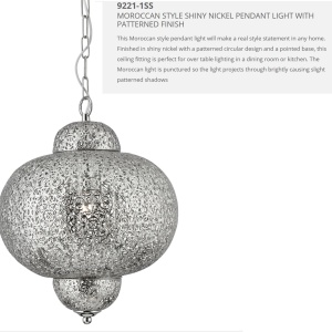 Lustra / Pendul design rustic Fretwork nickel 9221-1SS SRT 61210 universul-luminii.ro