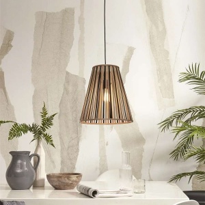Lustra/Pendul eco din bambus Merapi tapered L, bl/nat 121170 universul-luminii.ro