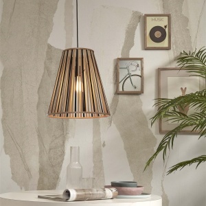 Lustra/Pendul eco din bambus Merapi tapered L, bl/nat 213440 universul-luminii.ro