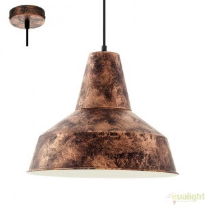 Lustra, Pendul Industrial Style, finisaj cupru-antic, diam.35cm, SOMERTON 49388 EL