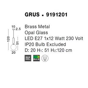 Lustra, Pendul modern Grus Brass 20cm 75420 universul-luminii.ro