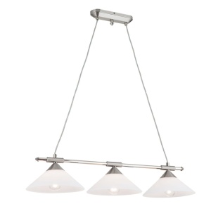 Lustra, Pendul realizat manual ARTDESIGN 3L, crom satinat/ alb opac