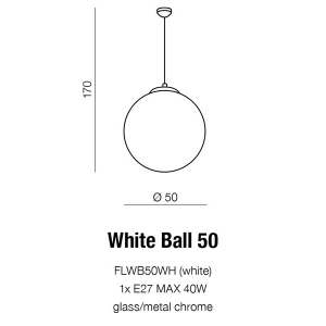 Lustra / Pendul stil modern 50cm Ball alb 183170 universul-luminii.ro