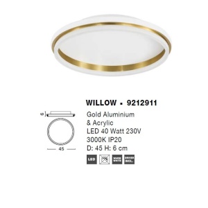 Lustra/Plafoniera LED design modern WILLOW Gold 45cm 121840 universul-luminii.ro