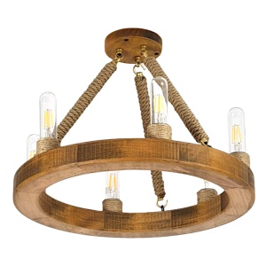 Lustra rustica fabricata manual din lemn EVIA 6L 151250 universul-luminii.ro