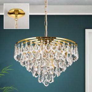 Lustra suspendata cristal K9 design elegant CELESTE D-45 auriu 156490 universul-luminii.ro