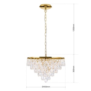 Lustra suspendata cristal K9 design elegant CELESTE D-45 auriu 234760 universul-luminii.ro