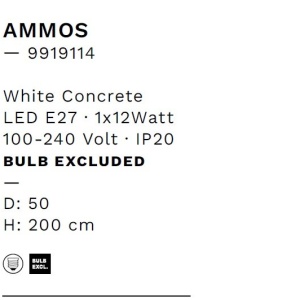 Lustra suspendata design decorativ Ciment, AMMOS alb - Img 6