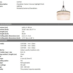 Lustra suspendata design elegant Hector S, bronz 114719 HZ - Img 3