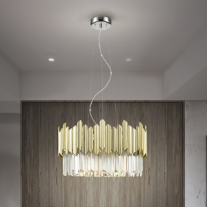 Lustra suspendata design elegant Tiara crom/auriu 119000 universul-luminii.ro
