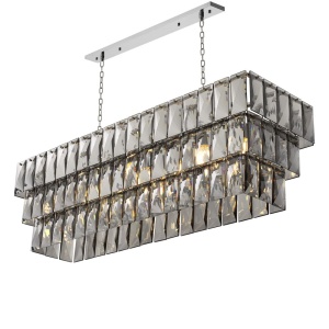 Lustra suspendata design LUX Amazone Rectangular, nickel/ sticla fumurie 115383 HZ 98030 universul-luminii.ro