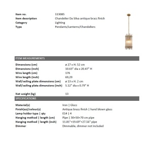 Lustra suspendata design LUX Da Silva, alama antic 113085 HZ 70730 universul-luminii.ro