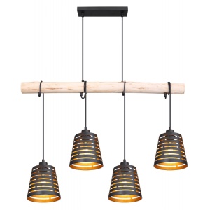 Lustra suspendata design modern ABLONA lemn 15451-4H GL 97380 universul-luminii.ro