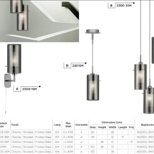 Lustra suspendata design modern Duo II 5L crom 2305-5SM SRT - Img 4