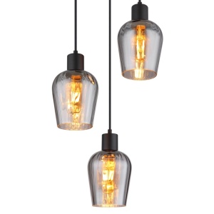 Lustra suspendata design modern RYAN 3L negru/fumuriu 141140 universul-luminii.ro