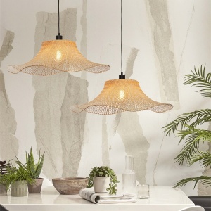 Lustra suspendata din bambus Ibiza L 65cm, natur 231630 universul-luminii.ro