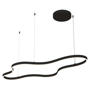 Lustra suspendata LED 95W, forma circulara fluida, negru 127x60cm