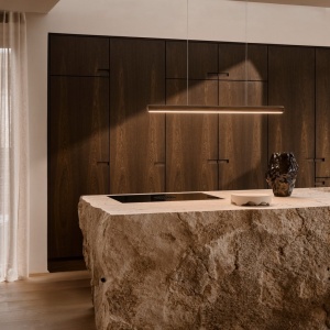 Lustra suspendata LED design liniar din lemn Akeno - Img 4