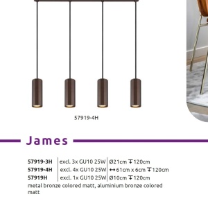 Lustra suspendata stil minimalist JAMES 3L bronz 240120 universul-luminii.ro