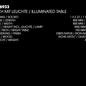 Masa design industrial din fier forjat cu lampa inclusa H 16933 42650 universul-luminii.ro