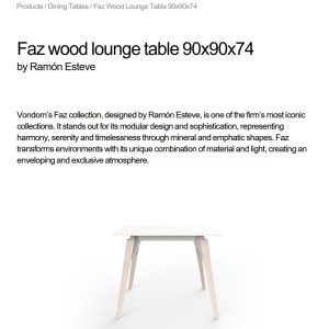 Masa design modern premium FAZ WOOD, 100x100cm 54306 - Img 6