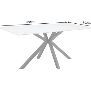 Masa dining cu blat ceramic GALAXIE alb 160x90cm - Img 6