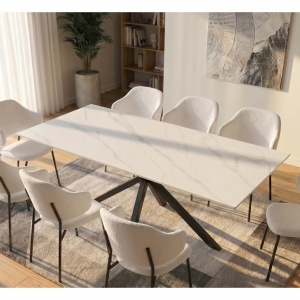 Masa dining cu blat ceramic GALAXIE Alb 180x90cm
