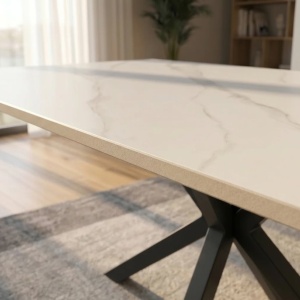 Masa dining cu blat ceramic GALAXIE Alb 180x90cm - Img 4