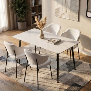 Masa dining cu blat ceramic Milano Alb 120x80cm