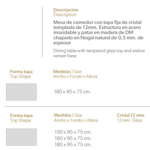 Masa dining design deosebit Walnut Wood, 160x95cm AC-W1008DT - Img 2