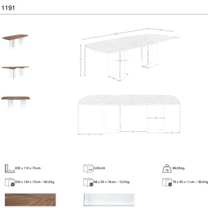 Masa dining design LUX Glass and Walnut 220x110cm - Img 8