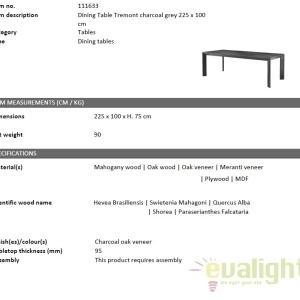 Masa dining din lemn, design LUX Tremont, 225x100cm 111633 HZ - Img 5