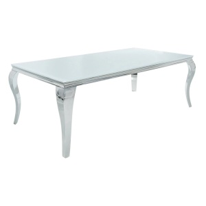 Masa Dining Eleganta, Sticla, Alb, Modern Barock 180cm