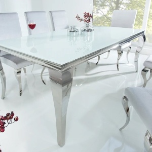 Masa Dining Eleganta, Sticla, Alb, Modern Barock 200cm - Img 5