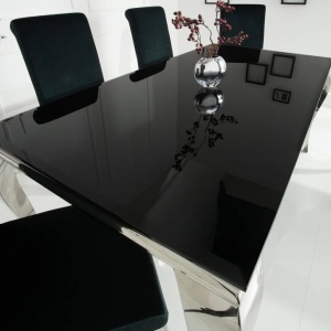 Masa Dining Eleganta, Sticla, Negru, Modern Barock 200cm - Img 2