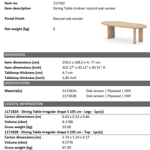 Masa dining moderna design LUX Lindner natur 259x109cm - Img 2
