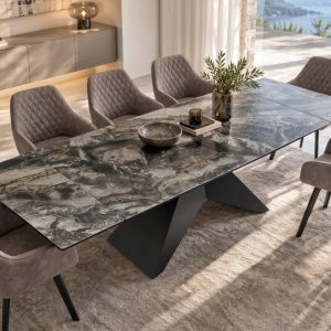Masa Extensibila cu Blat Ceramic Taupe, DIAMOND 180-260cm - Img 3
