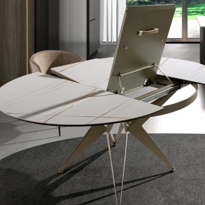Masa extensibila deosebita design LUX Porcelain Marble 120-170x120cm - Img 7
