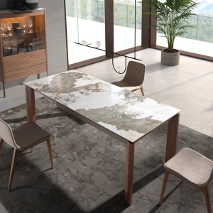Masa extensibila deosebita design LUX Porcelain Marble 140-200cm - Img 4