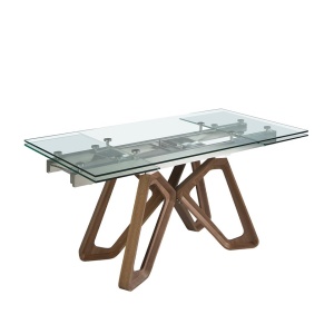 Masa extensibila deosebita design LUX Walnut-Glass 160-240x90cm - Img 7
