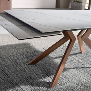 Masa extensibila deosebita design LUX Walnut-Marble 180-260x90cm - Img 5