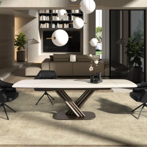 Masa extensibila design LUX Porcelain Marble 180-270x100cm