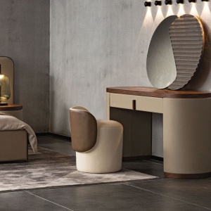 Masa machiaj design LUX Walnut-Leatherette Mink - Img 6