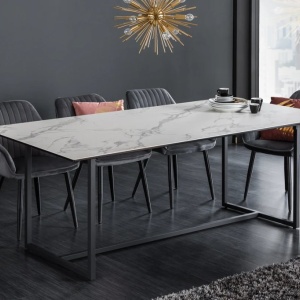 Masa moderna, Ceramica, Alb marmorat, SYMBIOSE 200cm A-6541088 VC - Img 8