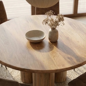 Masa rotunda ART DECO 140cm lemn masiv de mango natural - Img 3