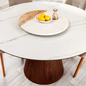 Masa rotunda, Ceramica Alba, Furnir Nuc, UNIQUE 120cm A-45144 VC - Img 6