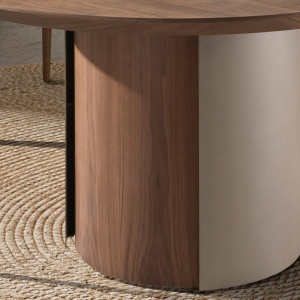 Masa rotunda moderna cu blat din furnir natural de nuc Walnut 1163 - Img 7