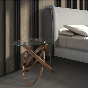 Masuta auxiliara design modern Walnut Round Corner